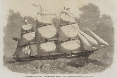 Het Gigantische Clipper-Schip Great Australia, recent gebouwd voor Messers Baines and Company, uit Liverpool door Edwin Weedon